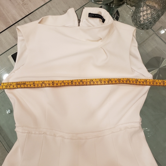 FLASH SALE NWOT - Zara asymmetric neck A-line skater dress in off white. - Picture 6 of 11